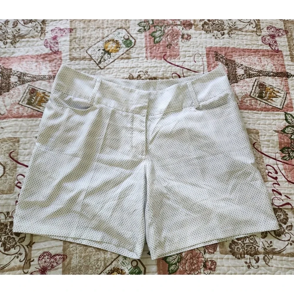 Adidas Women's Golf  Polka Dot shorts Size‎ 12  White Gray Pockets